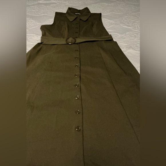 Nina Leonard Green Sleeveless Sheath Dress with Mandarin Collar - Picture 8 of 10